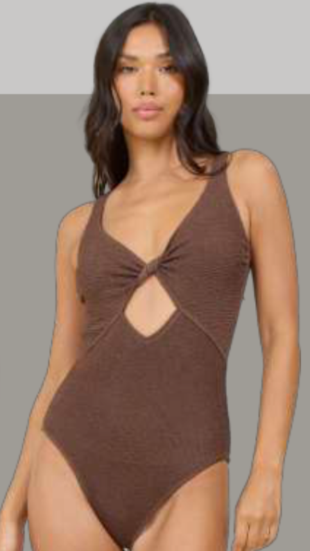 Krinkle Front Twist Cut-Out One Piece — Butterfly Beach Clothing